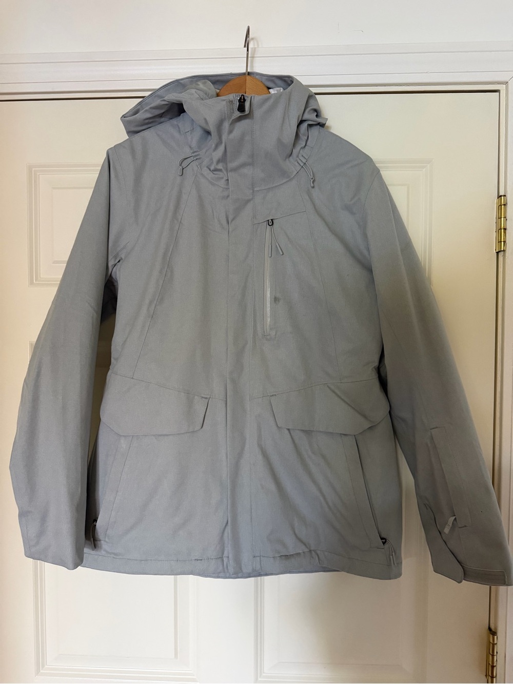 North Face Light Gray women’s Hooded Winter Jacket